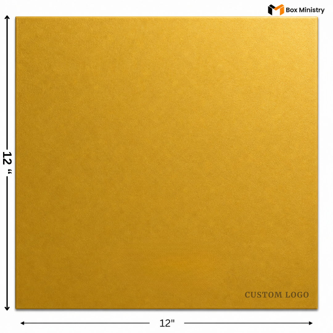 Yellow square with dimensions labeled and 'Box Ministry' logo.