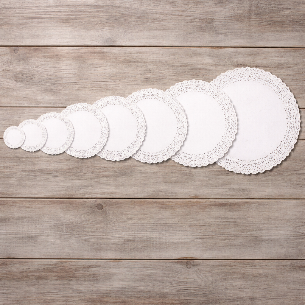 Paper Doilies | Round Decorative Dolly Paper Placemats  | Lace Dollies | Free Logo Print