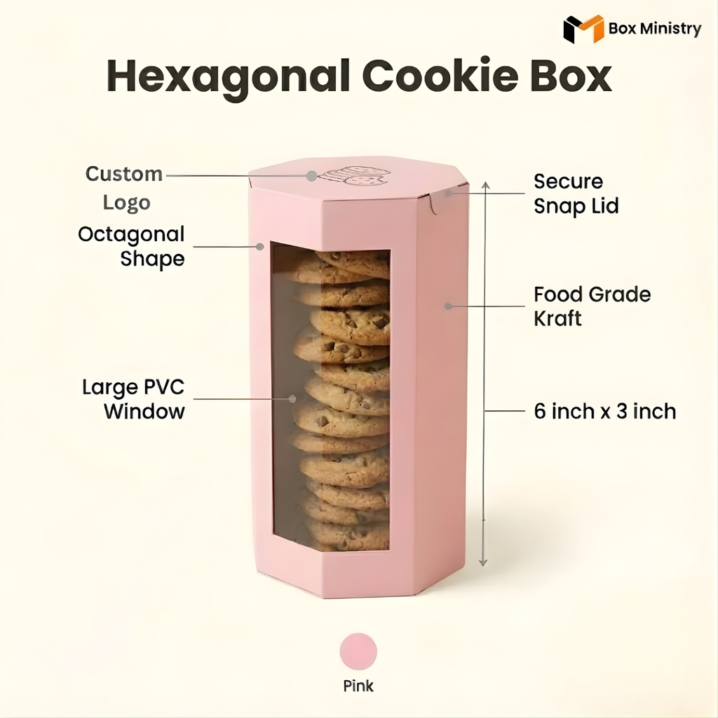 Pink Cookie Box with PVC Window