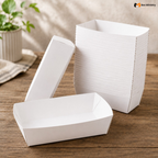 Rectangle White Food Tray | Snack & Dessert Serving Tray | 2 Capacities Available | Pack of 250