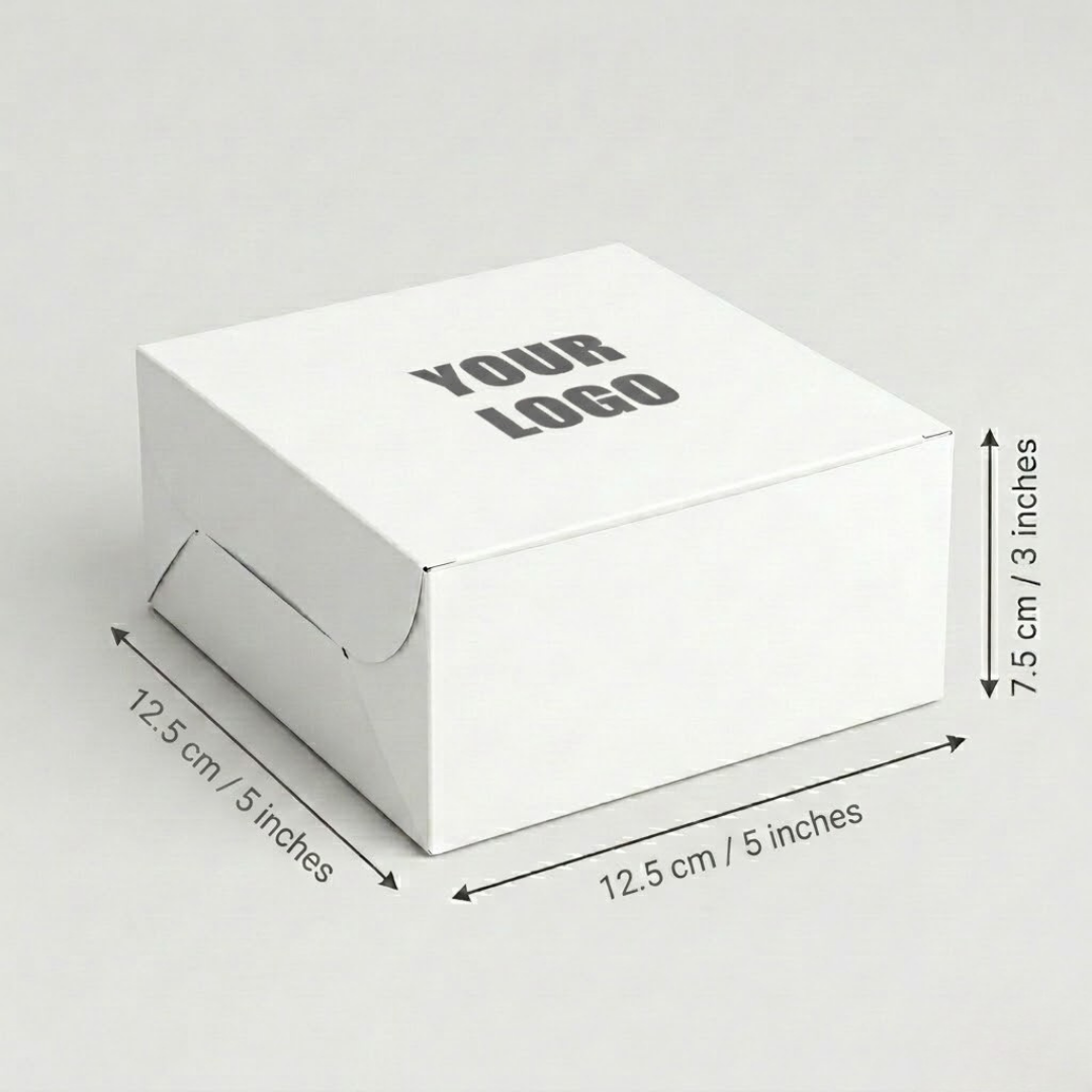 White box with dimensions labeled on a white background