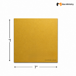 Yellow square with dimensions labeled and 'Box Ministry' logo.