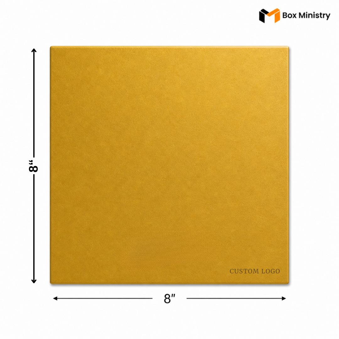 Yellow square with dimensions labeled and 'Box Ministry' logo.