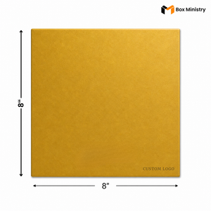 Yellow square with dimensions labeled and 'Box Ministry' logo.