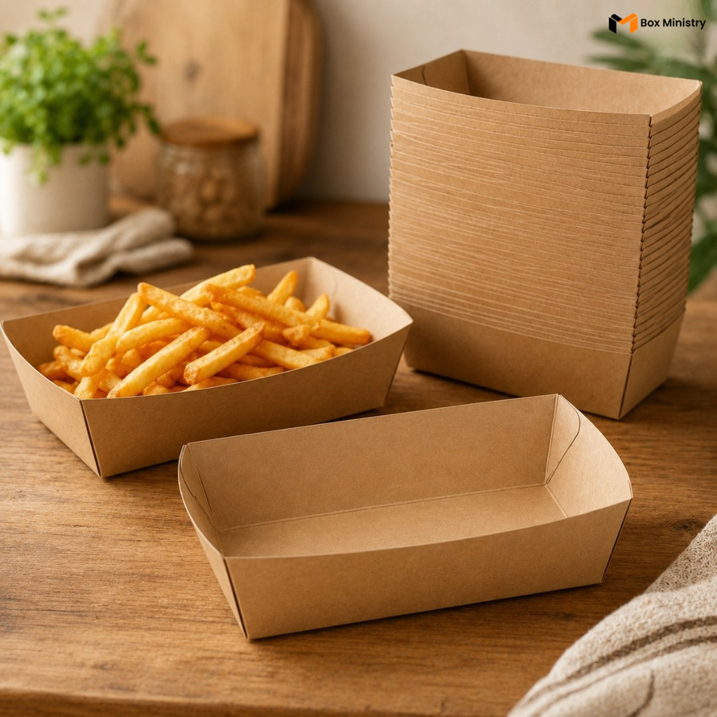 Rectangle Kraft Food Tray | Snack & Dessert Serving Tray | 750ml | Pack of 250