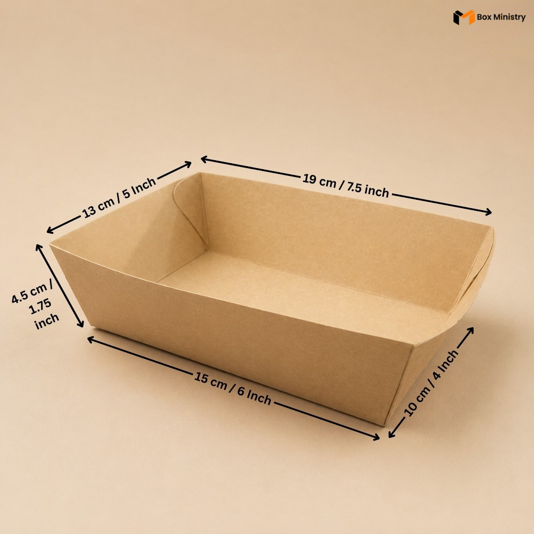 Rectangle Kraft Food Tray | Snack & Dessert Serving Tray | 750ml | Pack of 250