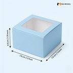 Blue box with a window on a light blue background, showing dimensions.