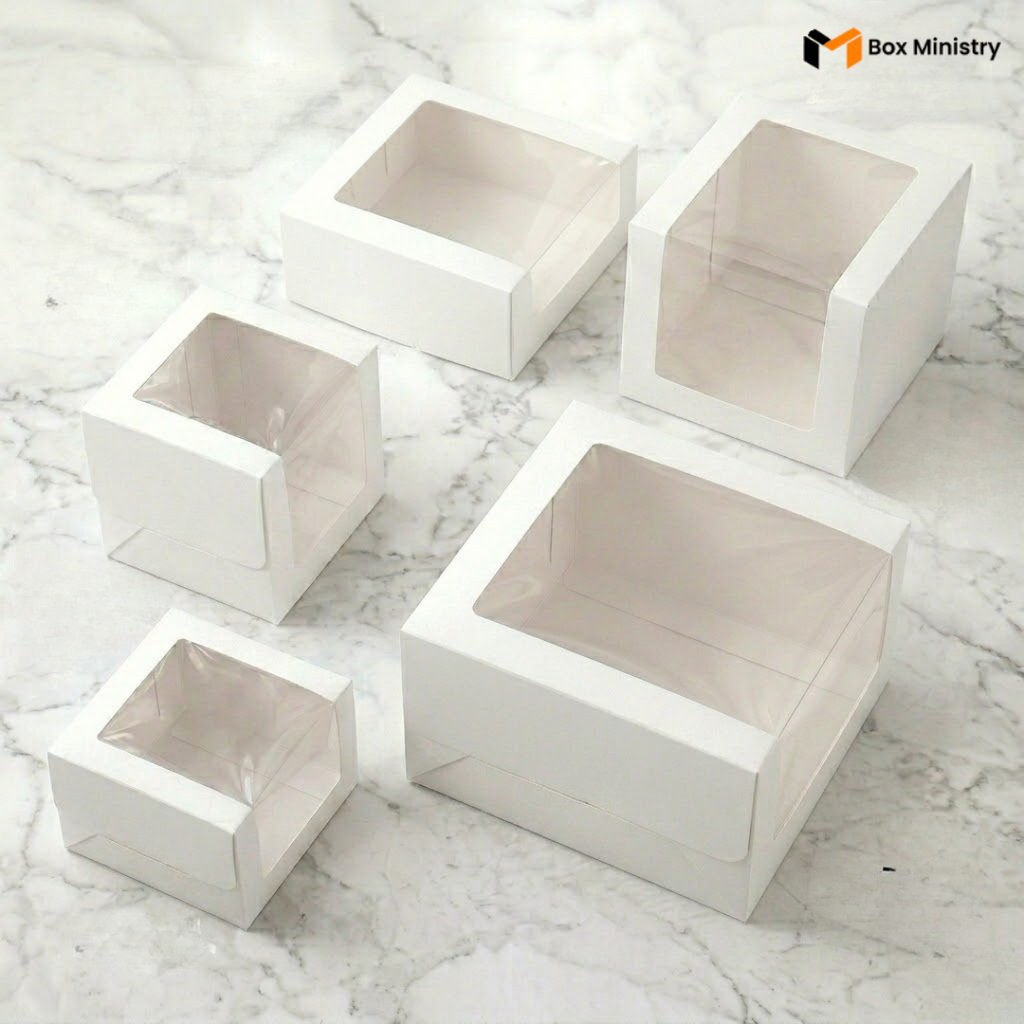 L Shape Window White Color Cake Box | ITC Quality