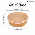 Brown food container with measurements on a white background, featuring 'Box Ministry' logo.