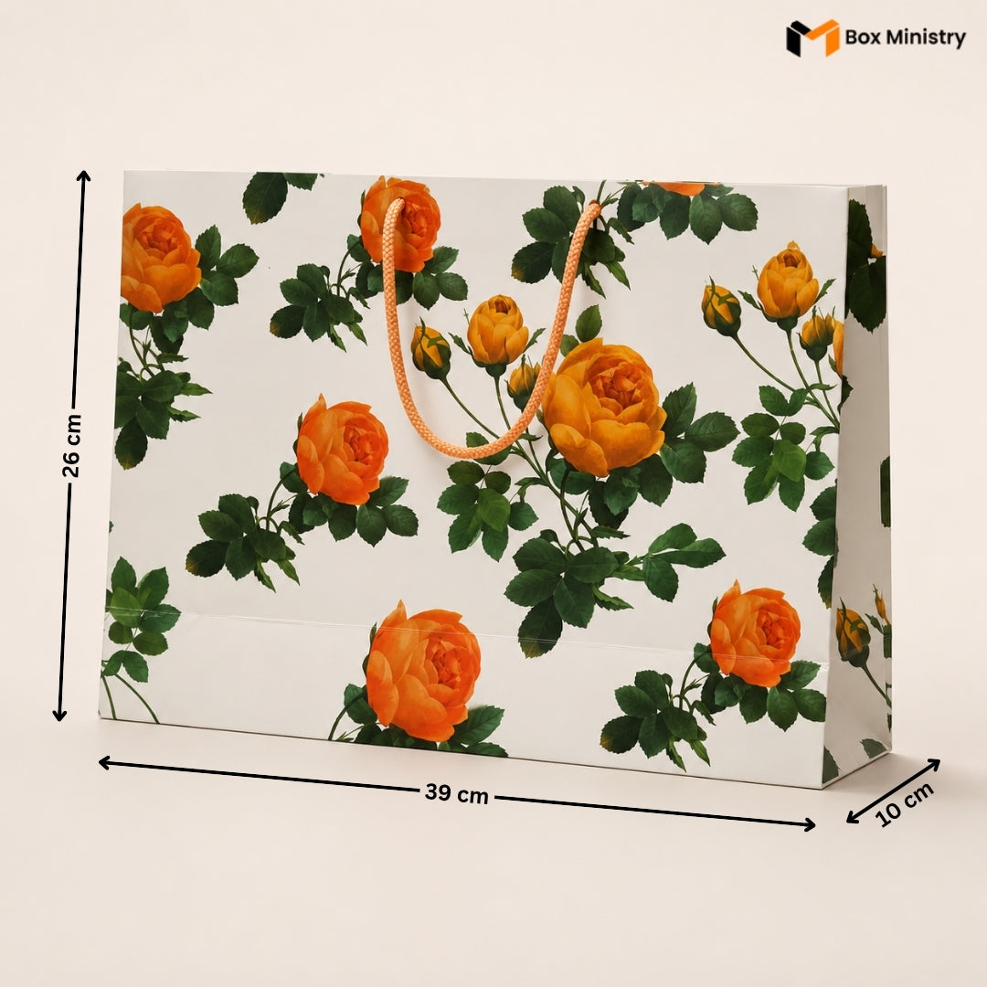Floral ITC Gift Bag with Rope Handle | Printed Paper Carry Bag for Gifting & Retail