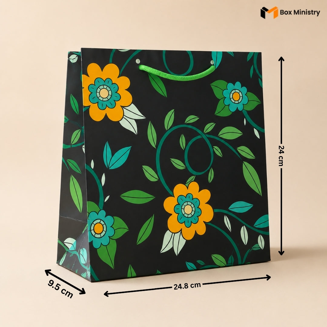 Floral Printed ITC Grade Paper Bag for Gifting & Retail Packaging