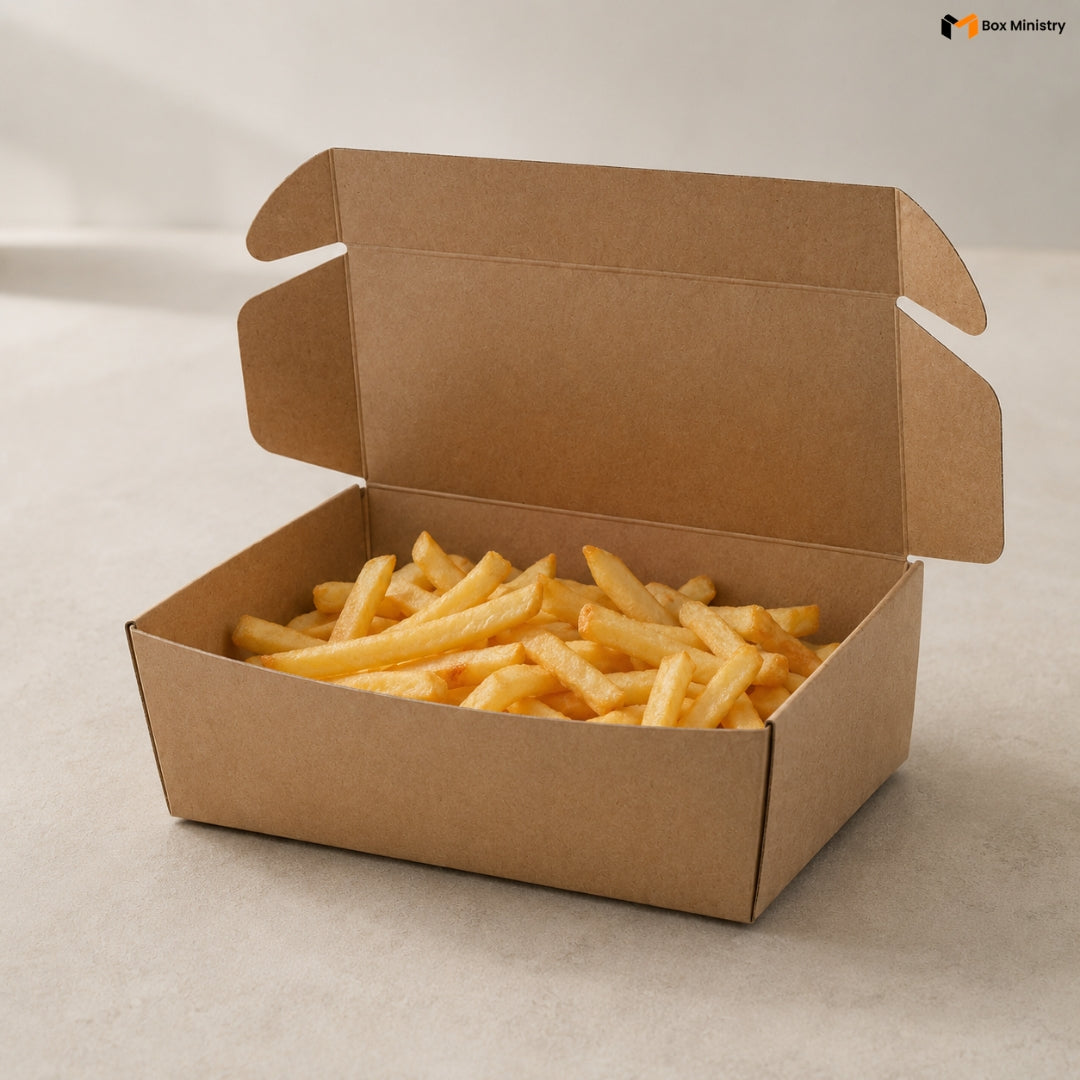 Kraft Open Top Fries Box for Food Packaging