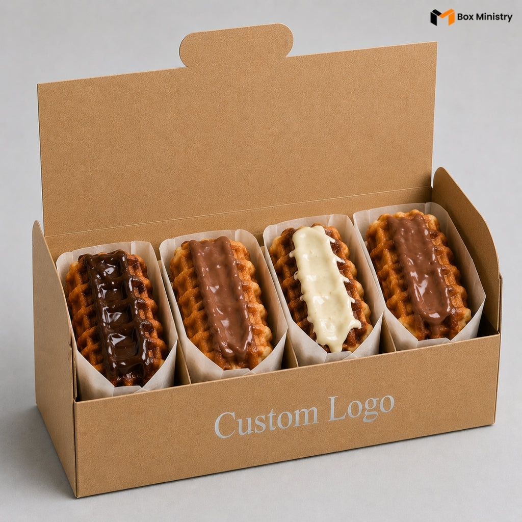 Kraft Waffle Box for Dessert Packaging | Food Safe Takeaway Box