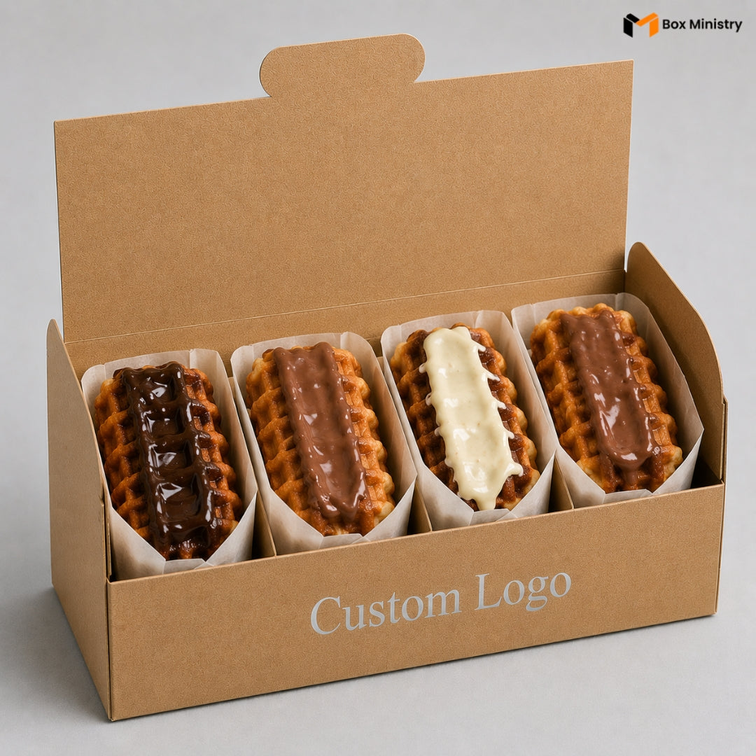 Kraft Waffle Box for Dessert Packaging | Food Safe Takeaway Box