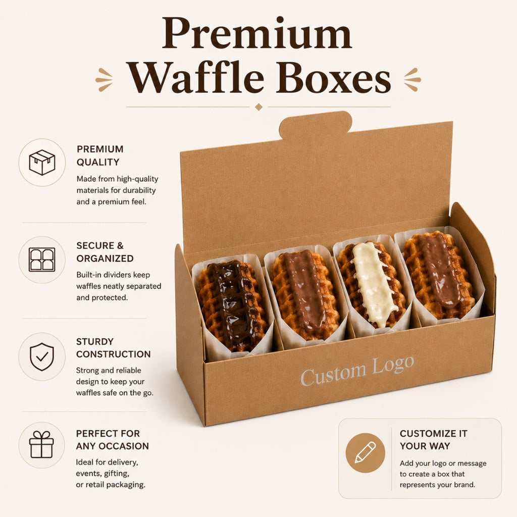 Kraft Waffle Box for Dessert Packaging | Food Safe Takeaway Box