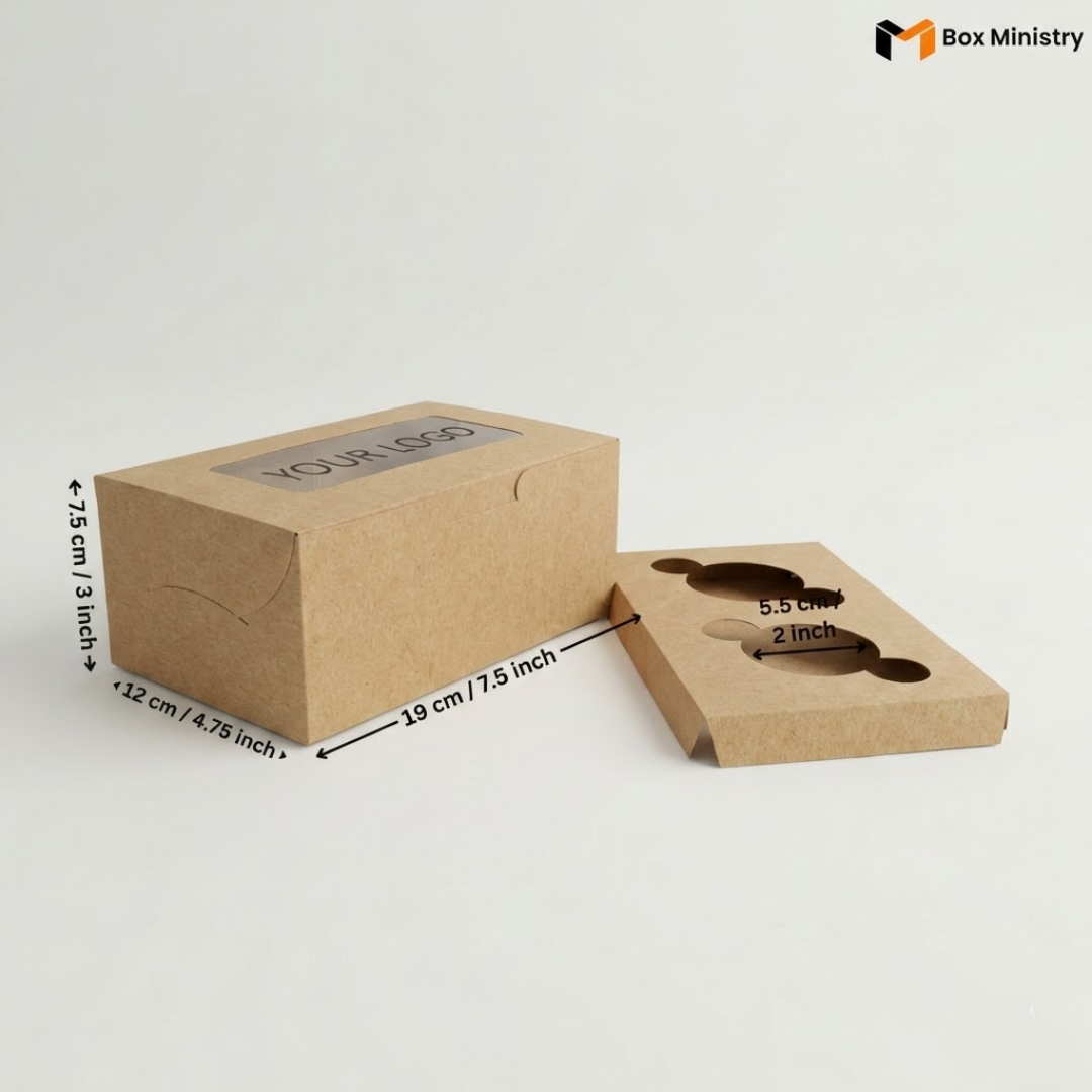 Kraft Color Cupcake Box | With Handle & Without Handle
