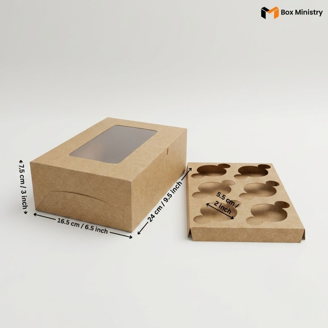 Kraft Color Cupcake Box | With Handle & Without Handle