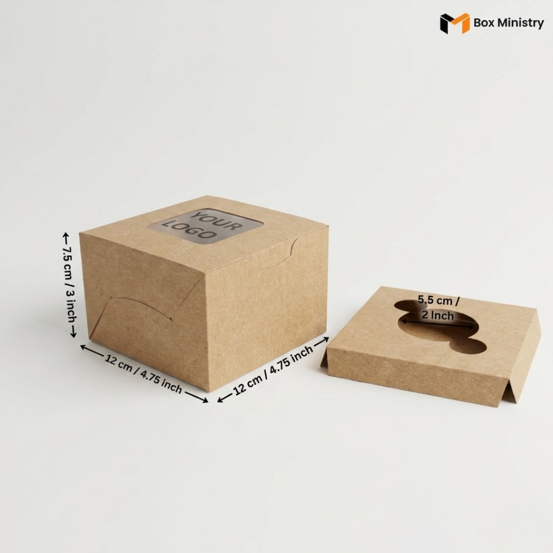 Kraft Color Cupcake Box | With Handle & Without Handle