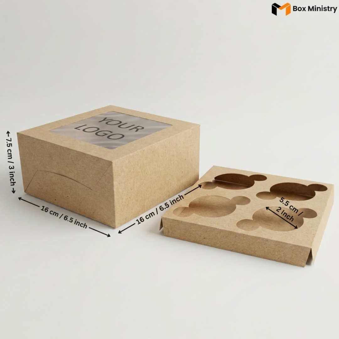 Kraft Color Cupcake Box | With Handle & Without Handle
