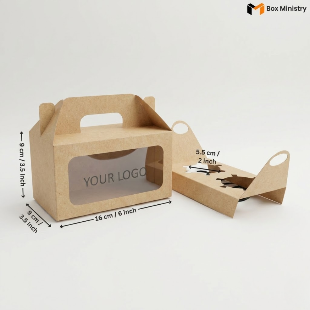 Kraft Color Cupcake Box | With Handle & Without Handle