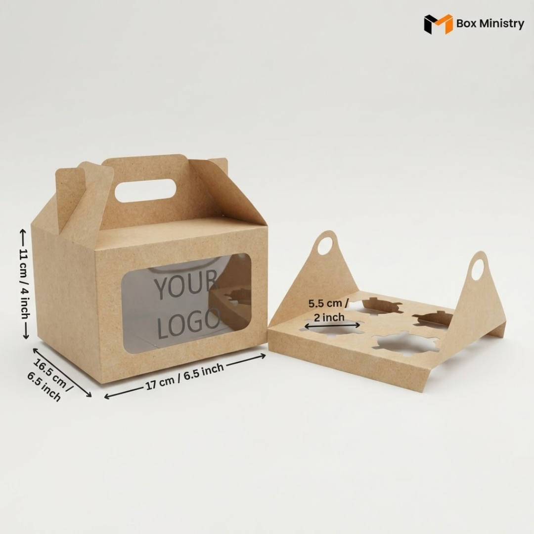 Kraft Color Cupcake Box | With Handle & Without Handle