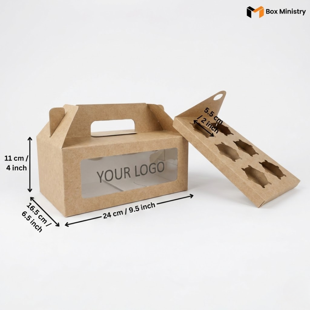 Kraft Color Cupcake Box | With Handle & Without Handle