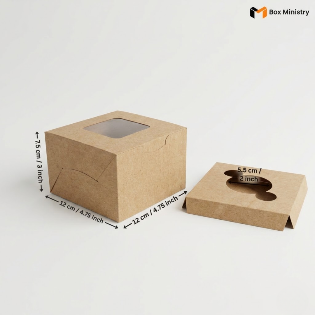 Kraft Color Cupcake Box | With Handle & Without Handle