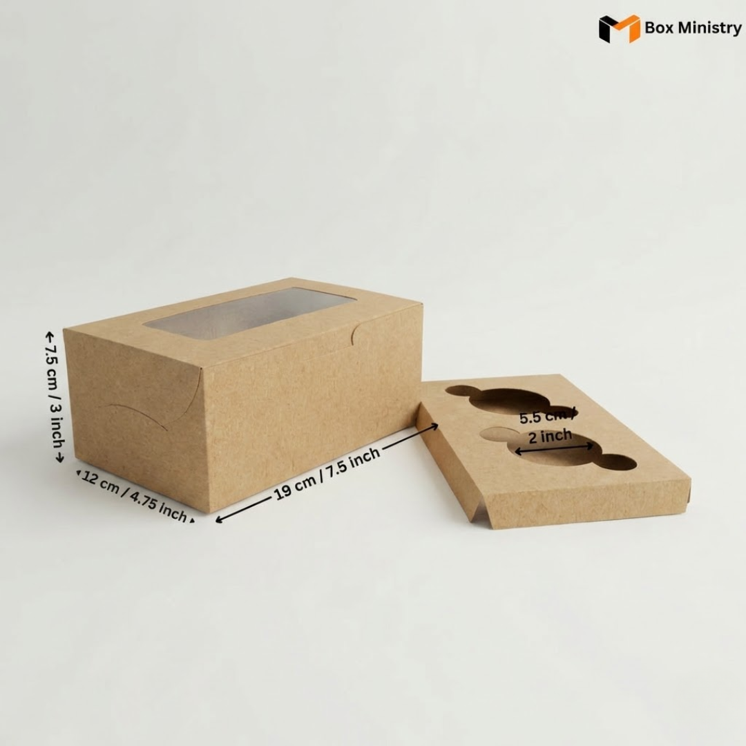 Kraft Color Cupcake Box | With Handle & Without Handle