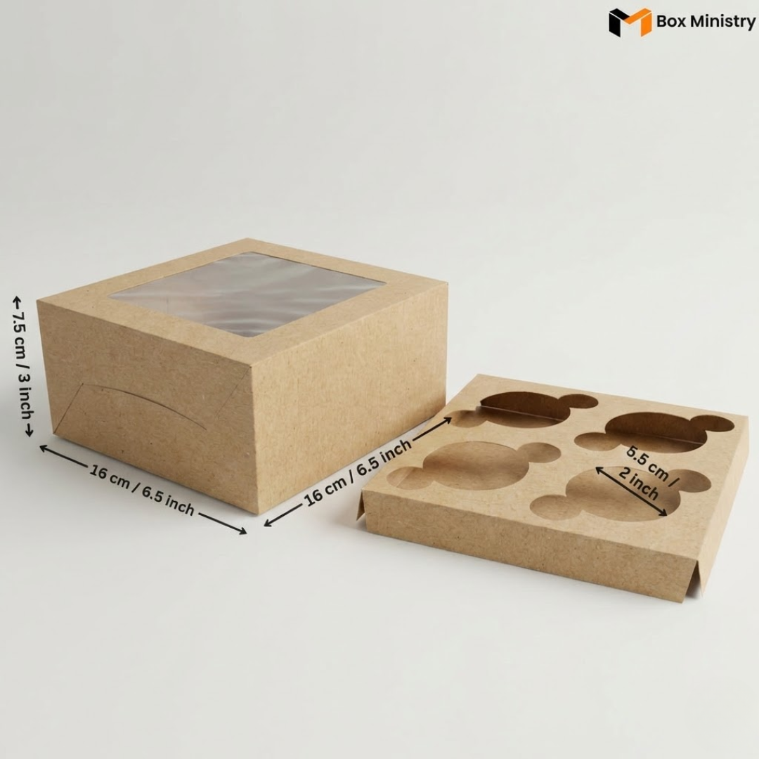Kraft Color Cupcake Box | With Handle & Without Handle