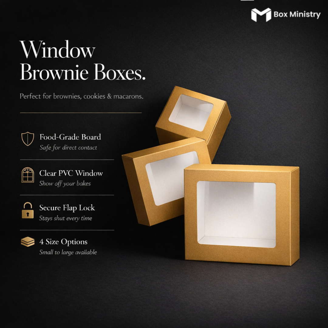 Matte Gold Brownie Boxes | Food-Grade Packaging | Free Logo Print