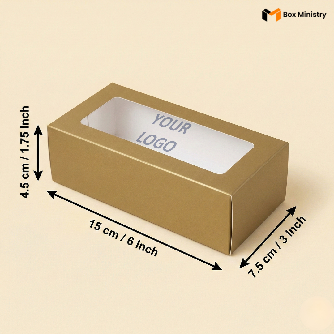 Matte Gold Brownie Boxes | Food-Grade Packaging | Free Logo Print