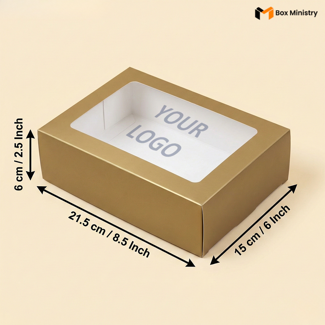 Matte Gold Brownie Boxes | Food-Grade Packaging | Free Logo Print