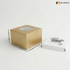 Matte Gold Color Cupcake Box | With Handle & Without Handle