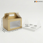 Matte Gold Color Cupcake Box | With Handle & Without Handle