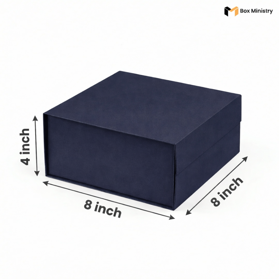 Navy Blue Magnetic Hamper Box | Collapsible & Reusable | Pack of 1