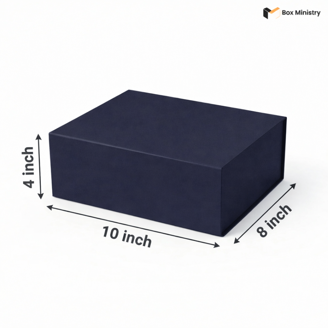 Navy Blue Magnetic Hamper Box | Collapsible & Reusable | Pack of 1