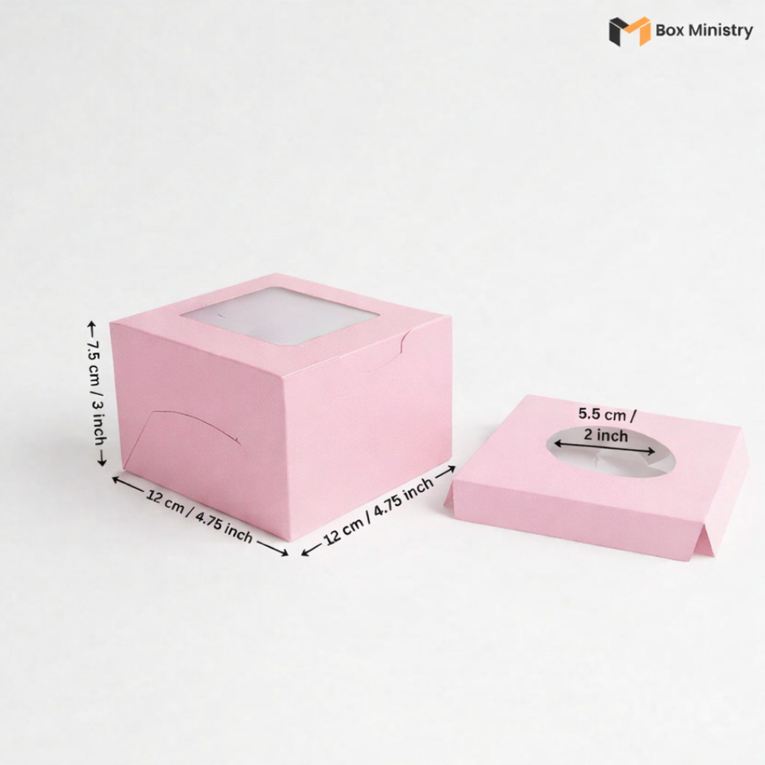 Pink Color Cupcake Box | With Handle & Without Handle