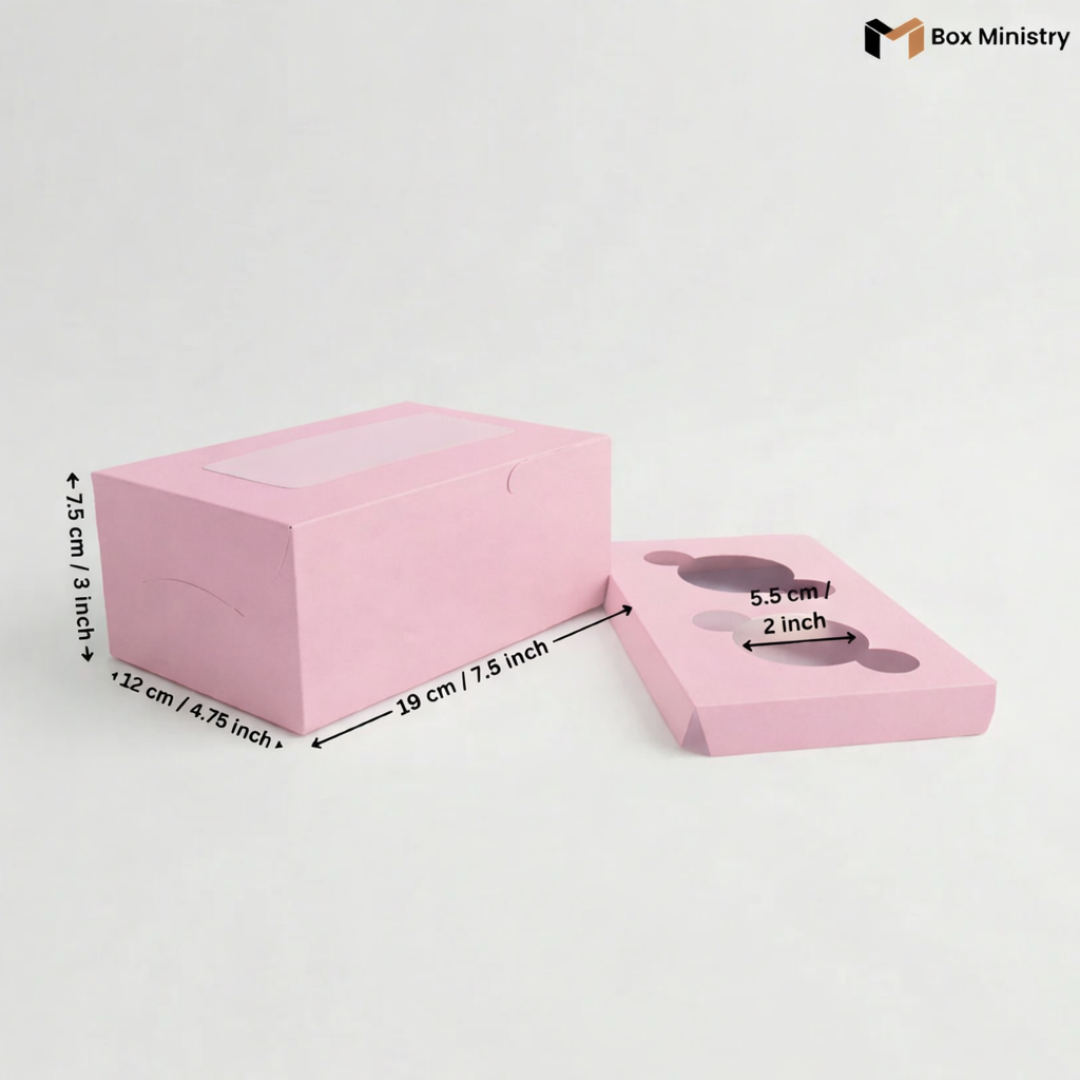 Pink Color Cupcake Box | With Handle & Without Handle