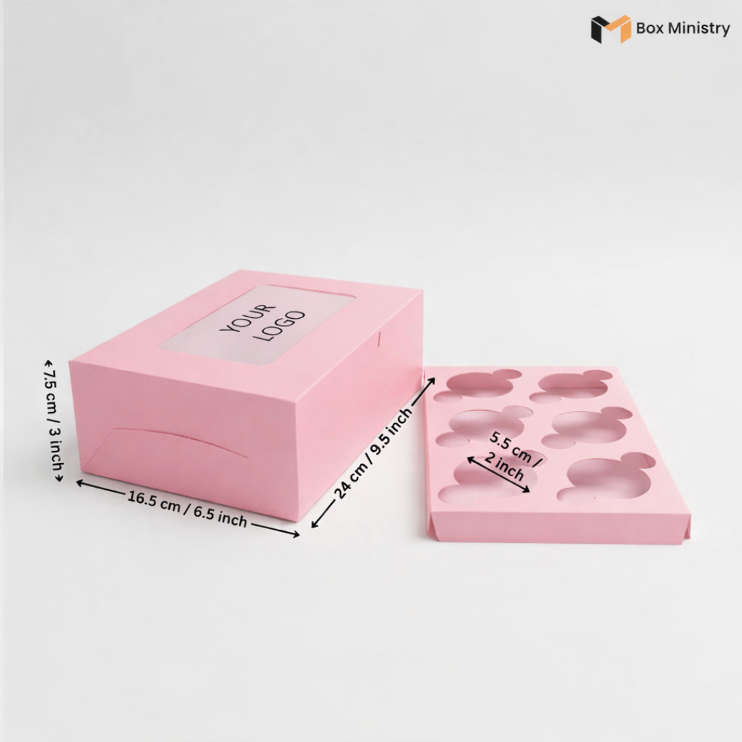 Pink Color Cupcake Box | With Handle & Without Handle