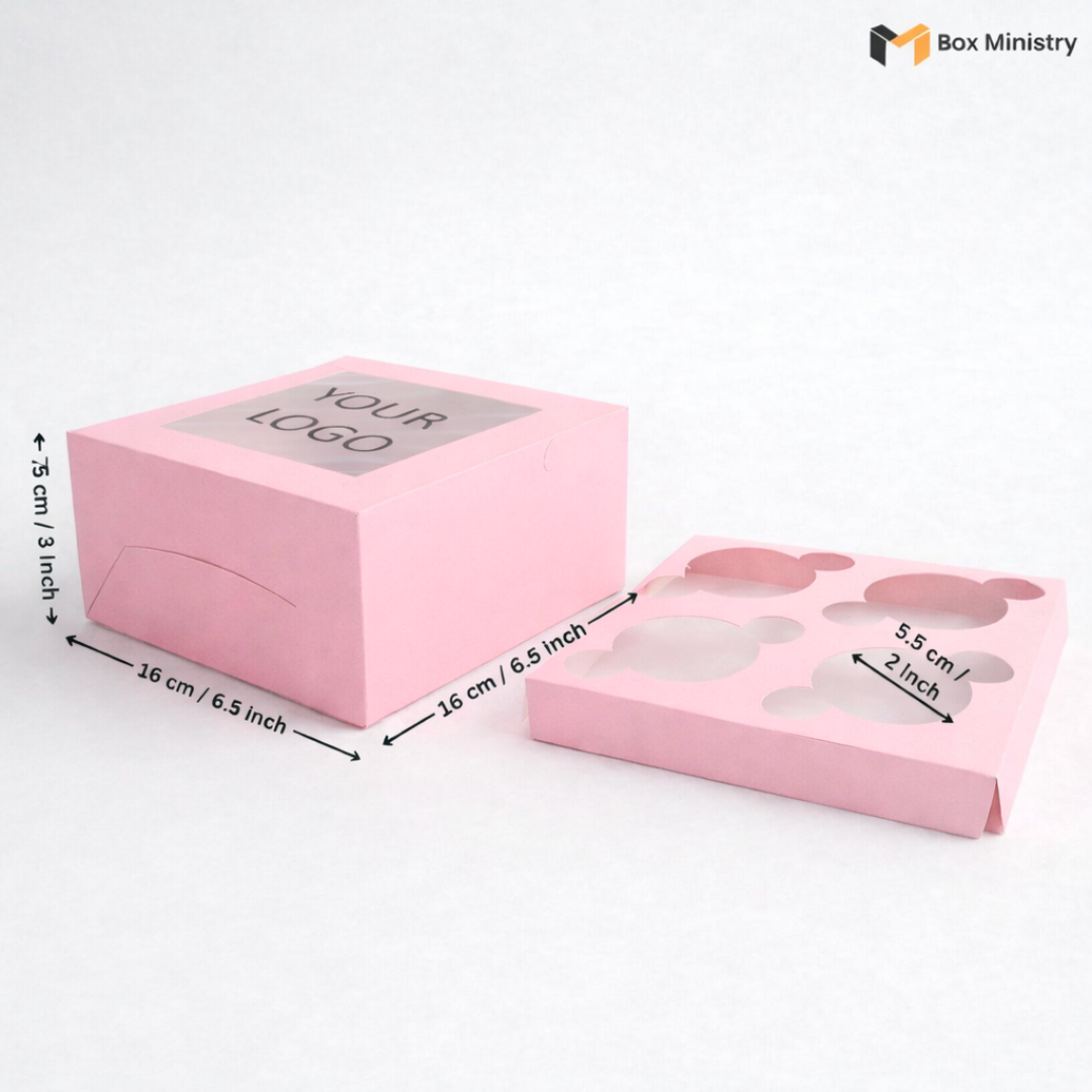 Pink Color Cupcake Box | With Handle & Without Handle
