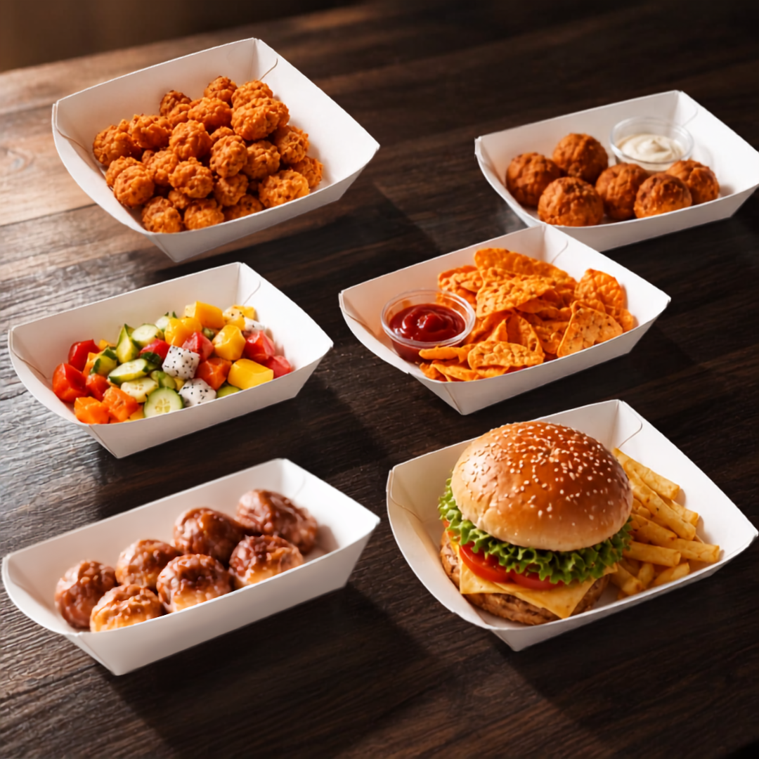 Premium Disposable Paper Food Tray | Grease-Resistant Serving Boat Tray | Pack of 250