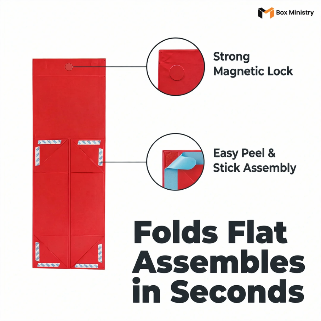 Red Magnetic Hamper Box | Collapsible & Reusable | Pack of 1