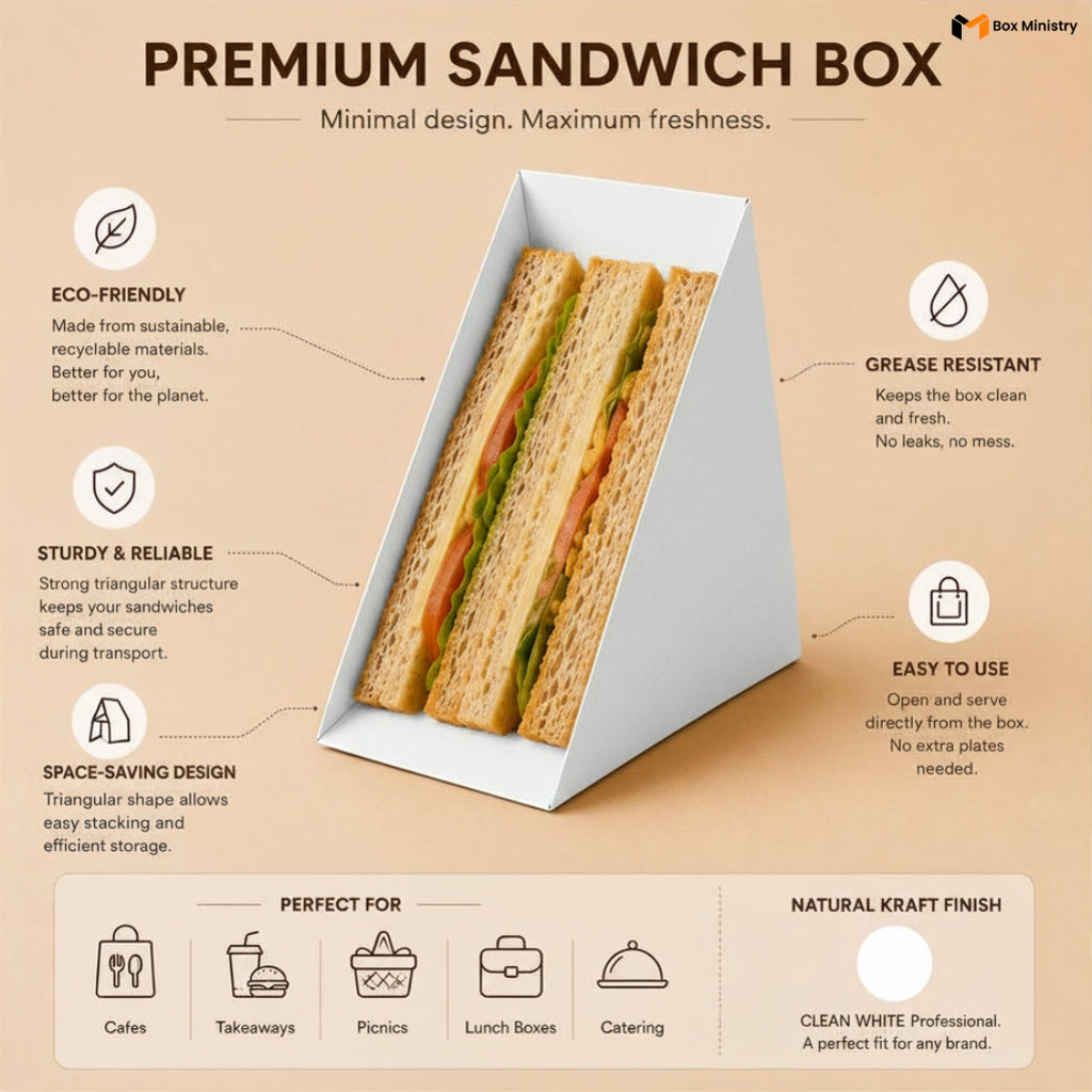 Sandwich Box | White Triangle Takeaway Box