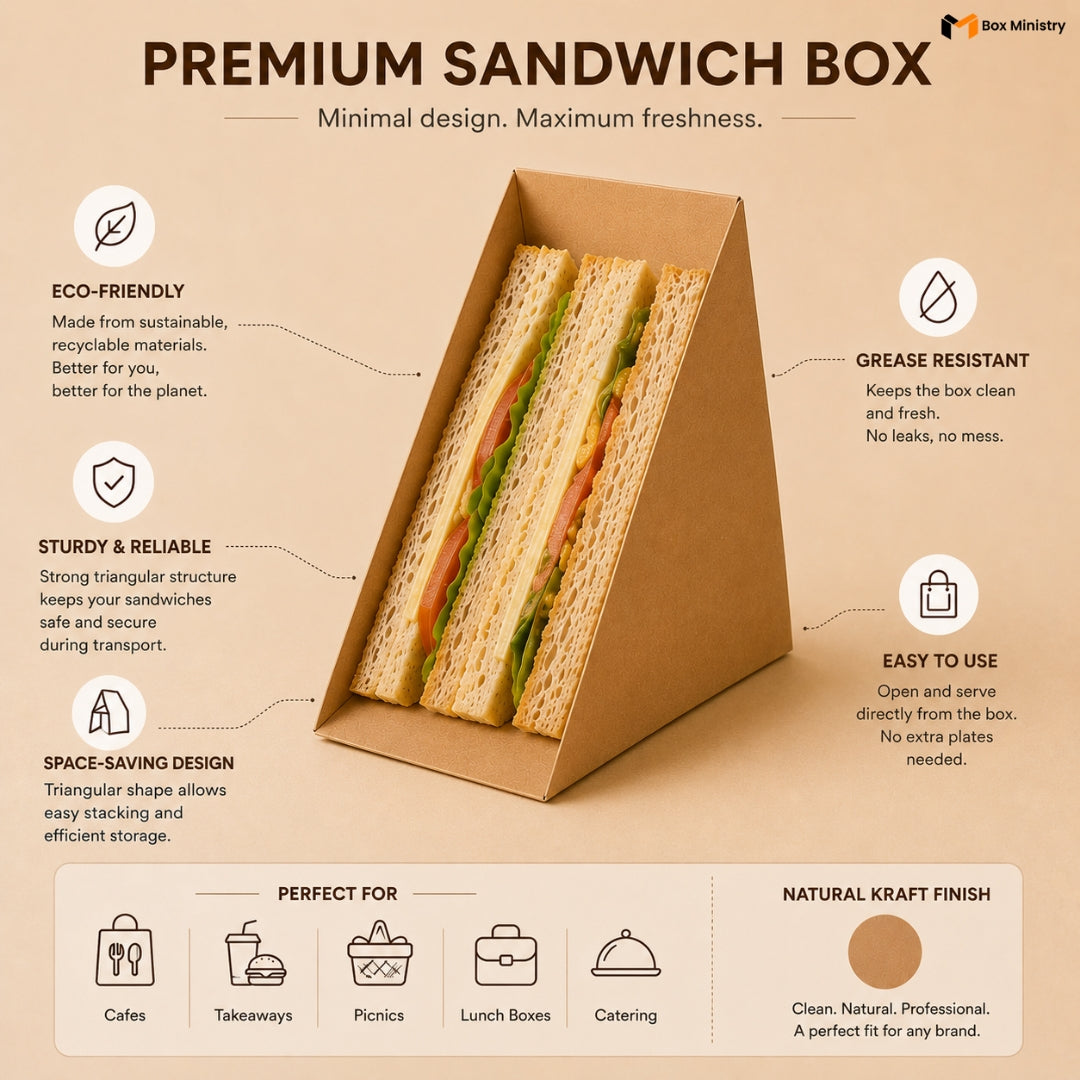 Sandwich Box | Kraft Triangle Takeaway Box