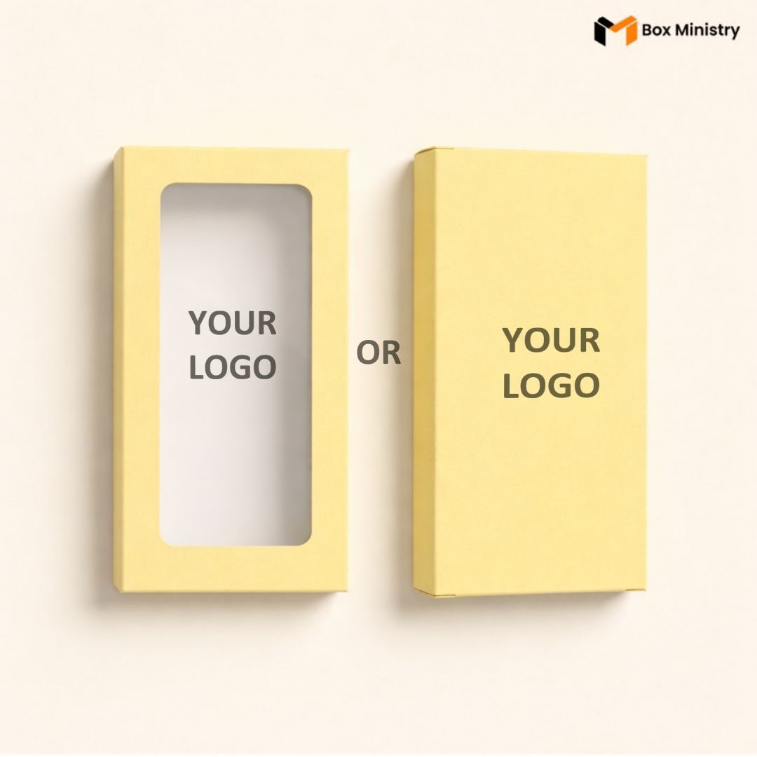 Two yellow boxes with 'Your Logo' text on a white background, featuring the Box Ministry logo.