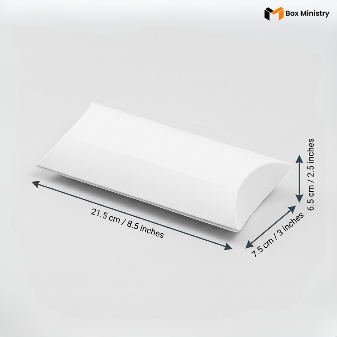 White envelope with dimensions labeled on a white background, featuring the Box Ministry logo.