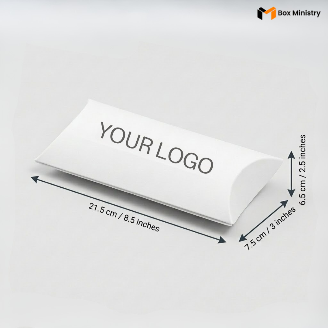 White paper label with dimensions and 'Your Logo' placeholder on a light gray background.