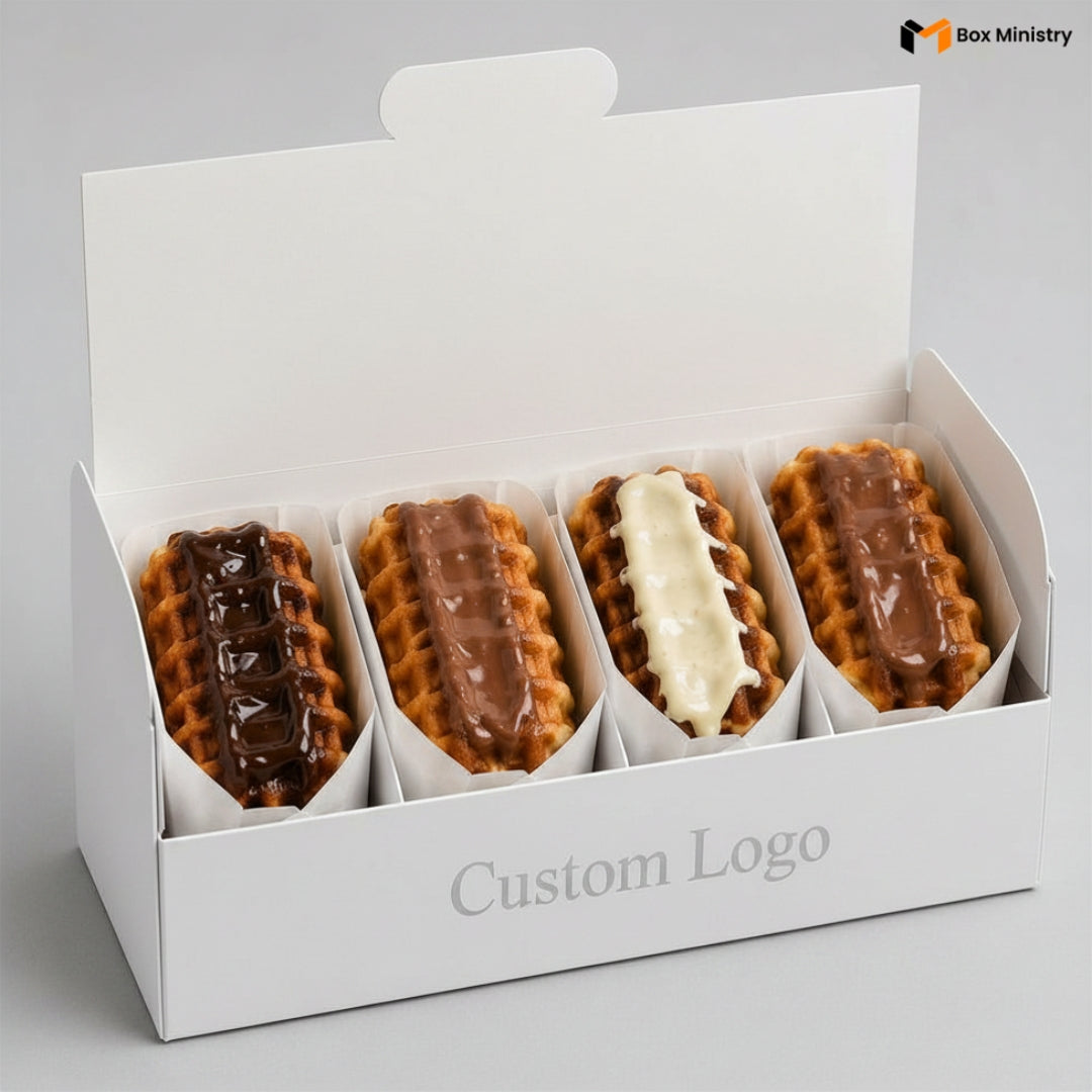 White Waffle Box for Dessert Packaging | Food Safe Takeaway Box
