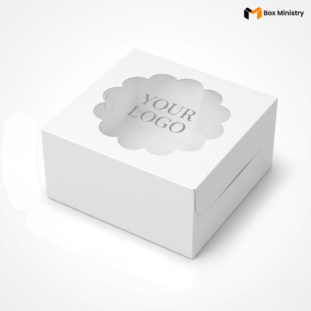 Flower Window White Color Cake Box | ITC Quality | Free Logo Print