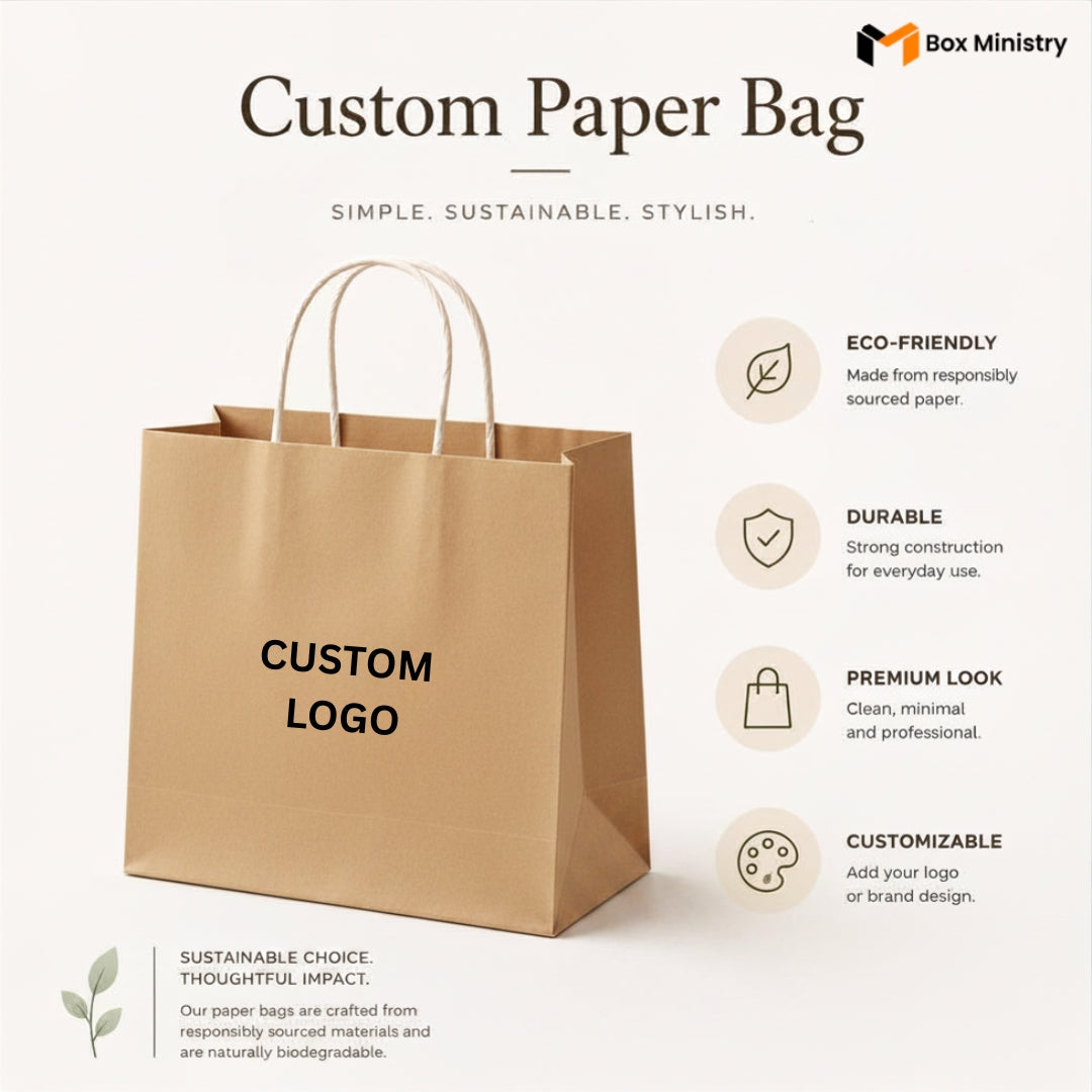 kraft Carry Paper Bag | Strong Handle Carry Bag for Cakes & Retail